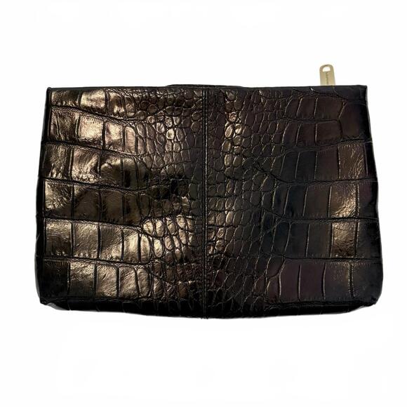 Alexis Hudson Clutch Black With Gold Metallic Studs Zippers No Strap - Picture 2 of 9